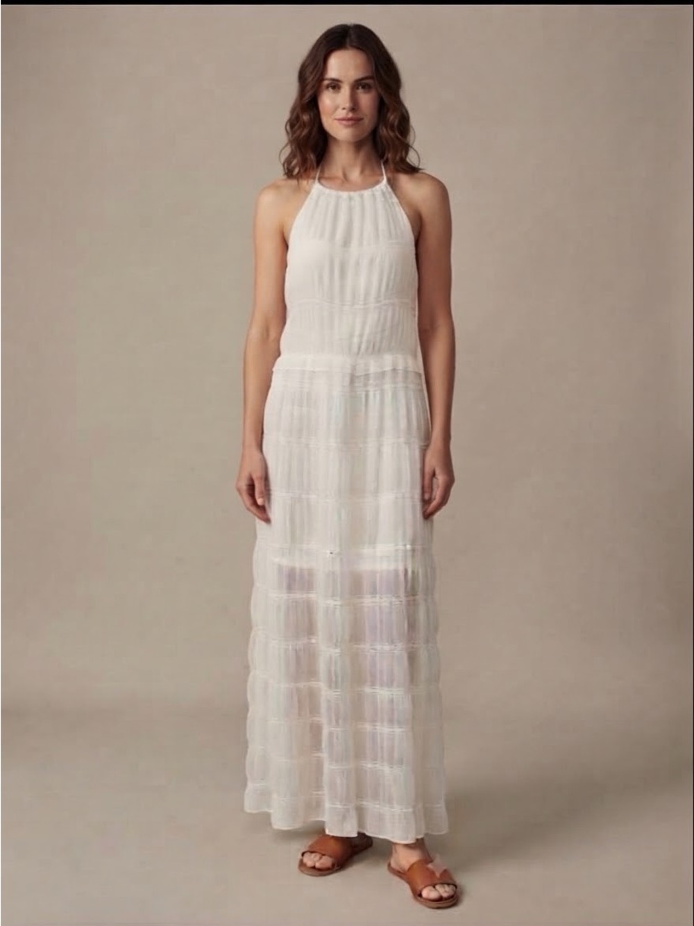 Sincerely Jules White Tiered Halter Maxi Dress